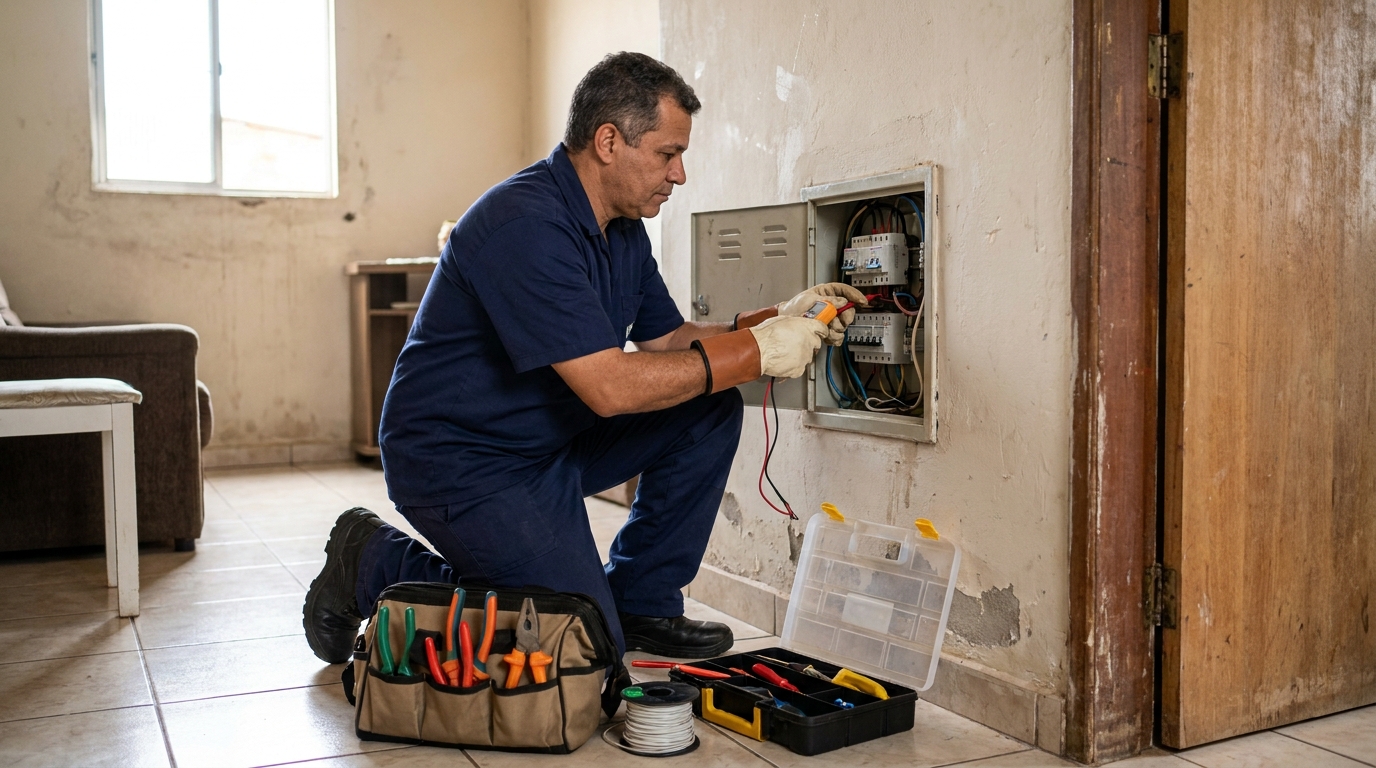Eletricista e suas ferramentas em Taubaté‑SP